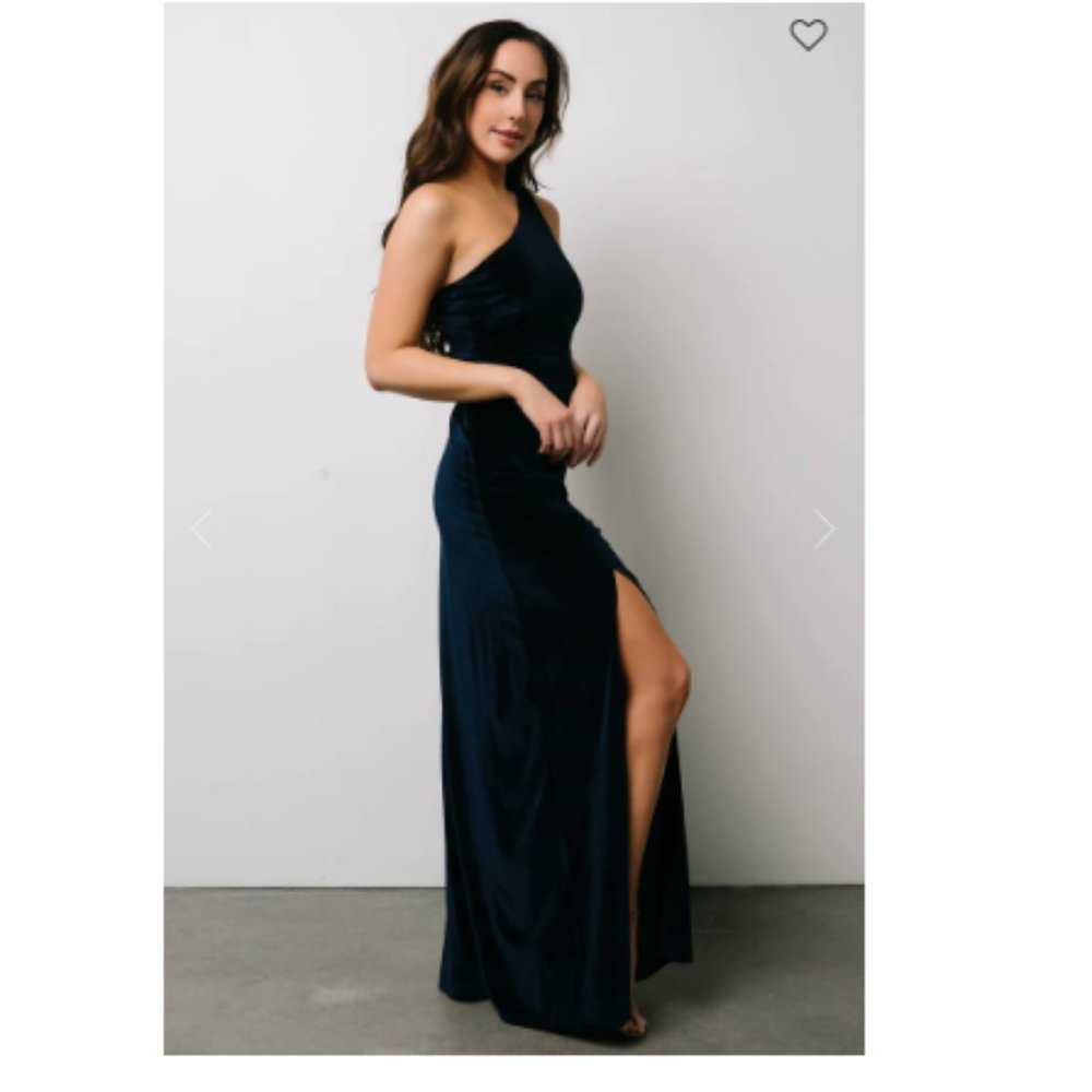 Baltic Born 'Tatiana' One Shoulder Velvet Dress Blue Size Lg - NEW W/Tags!